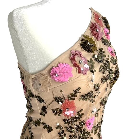 Mac Duggal One Shoulder Dress Floral Sequin 10903 4 - Picture 7 of 10